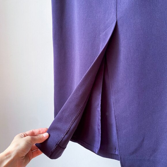 🍂 90s Vintage Minimalist Aubergine Purple High-Rise Straight Maxi Skirt - Picture 6 of 7